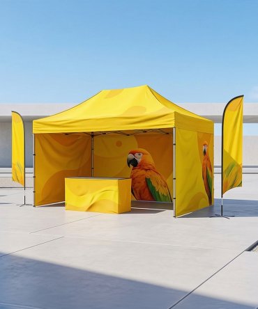 Kit d'événement : tente 3x4,5m, table, drapeaux - PROflagi