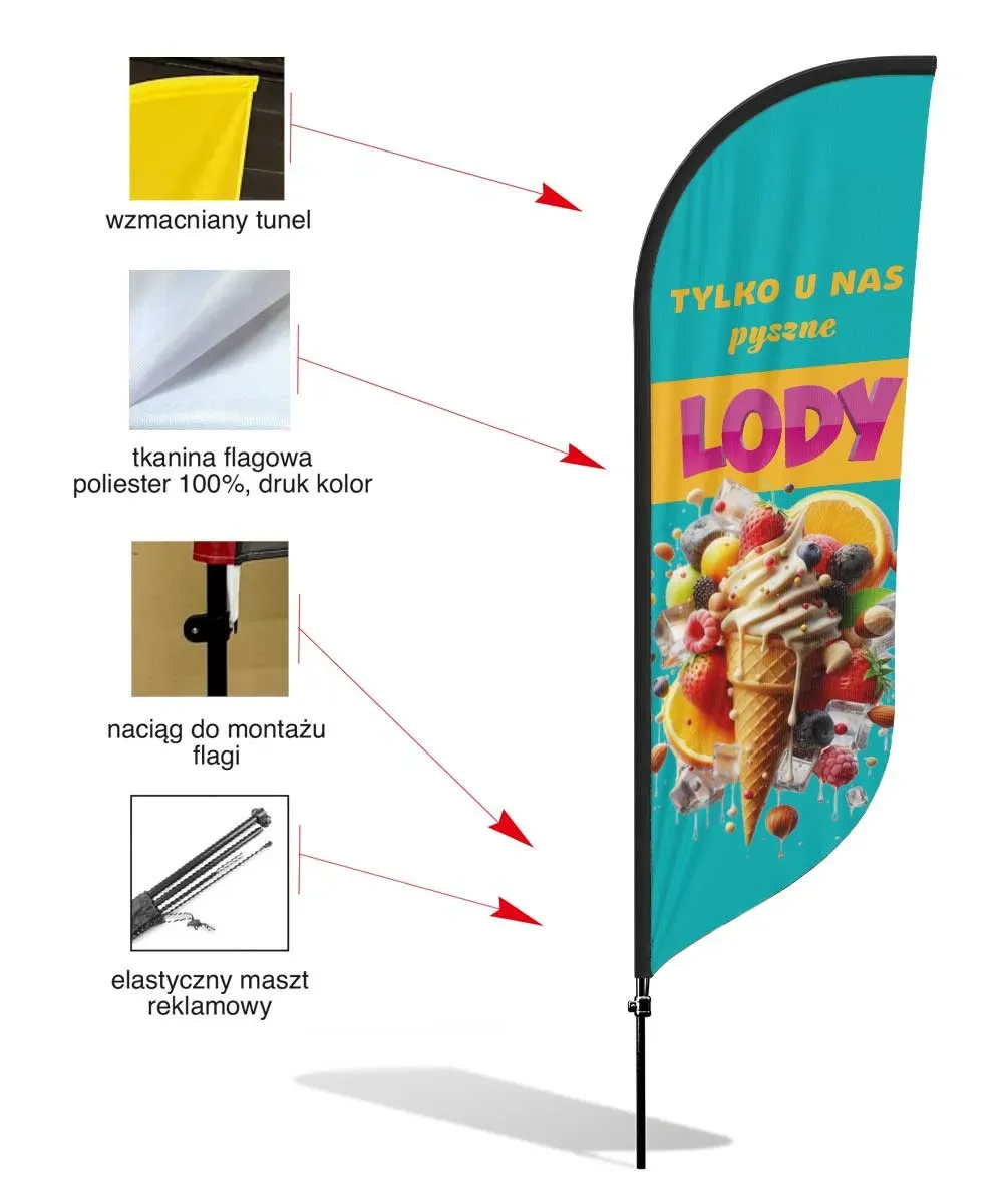 Glace n° 4 Drapeau à enrouleur Beachflag - PROflagi