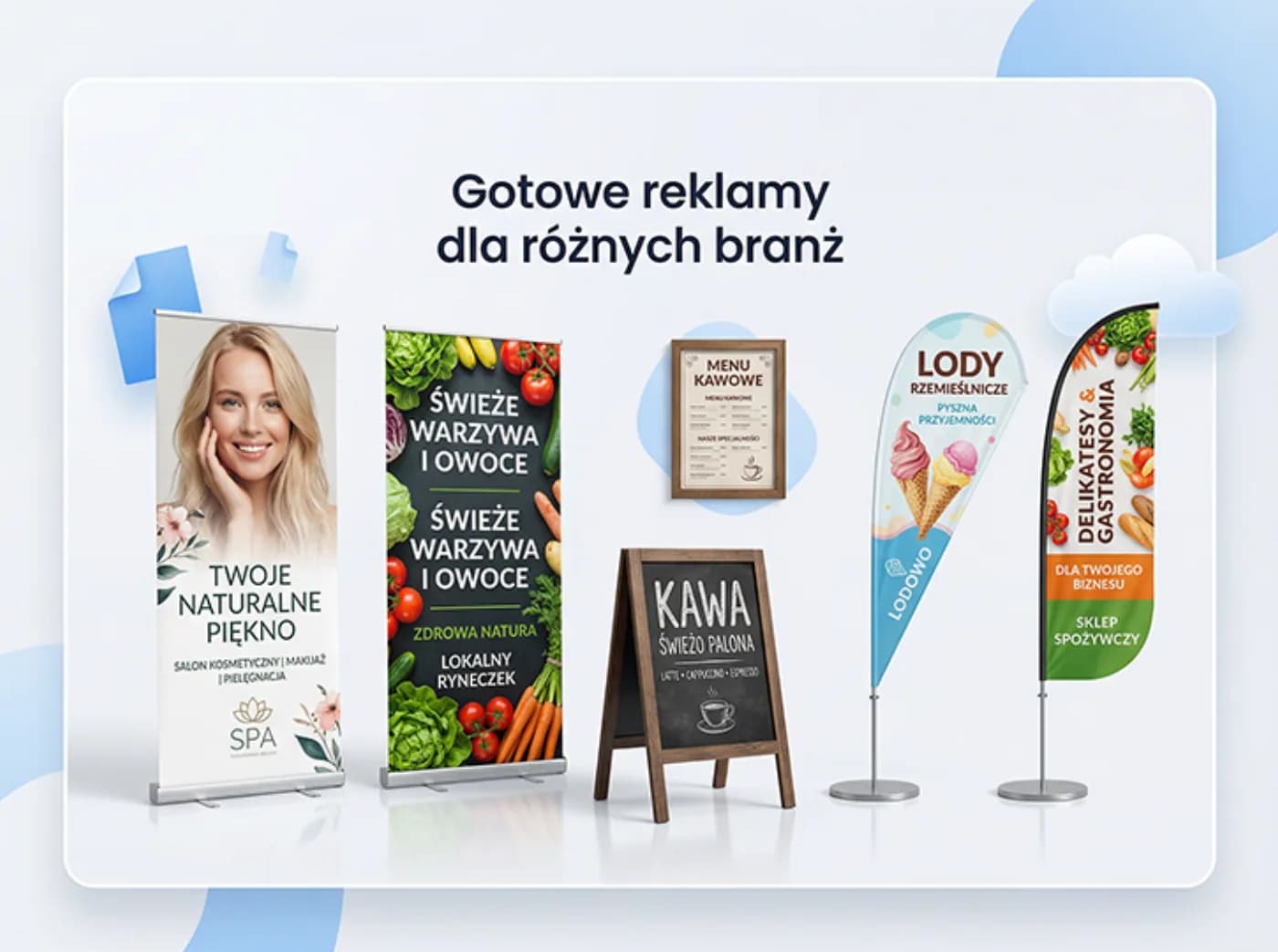 Spójny zestaw gotowych reklam