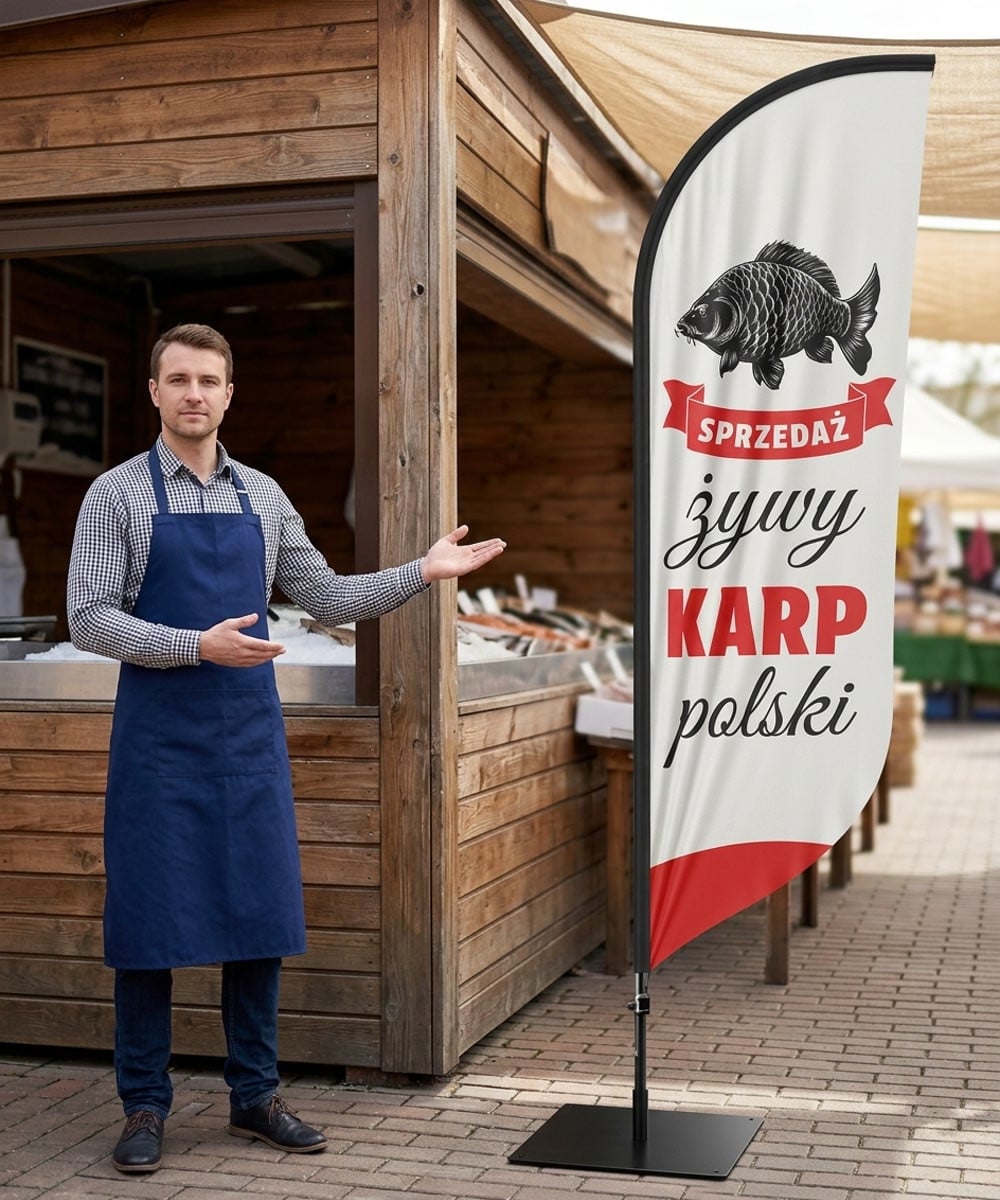 Żywy Karp reklama nr 3 Beachflag Winder Flaga