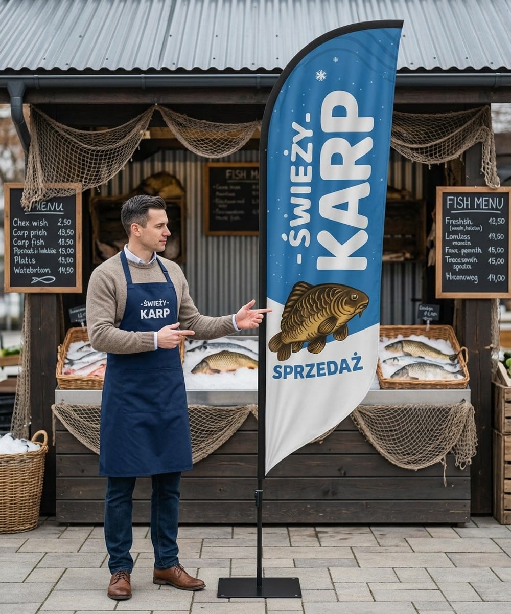Żywy Karp reklama nr 6 Beachflag Winder Flaga