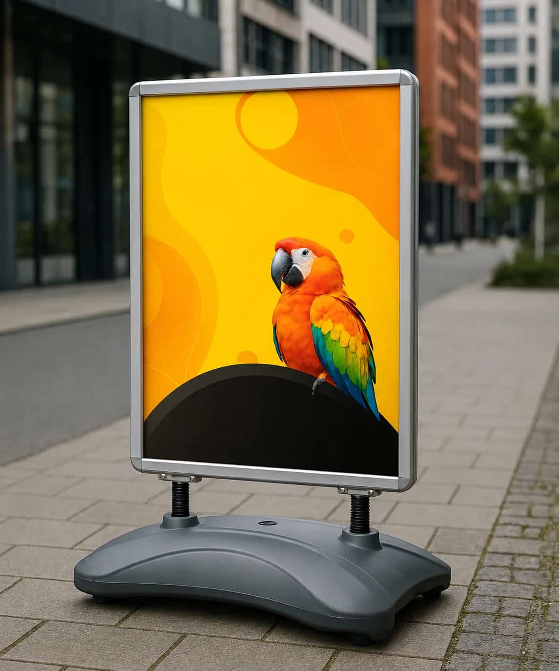 Hampton A1 Outdoor-Kundenstopper mit Wasserfuß, silber – Produktbild