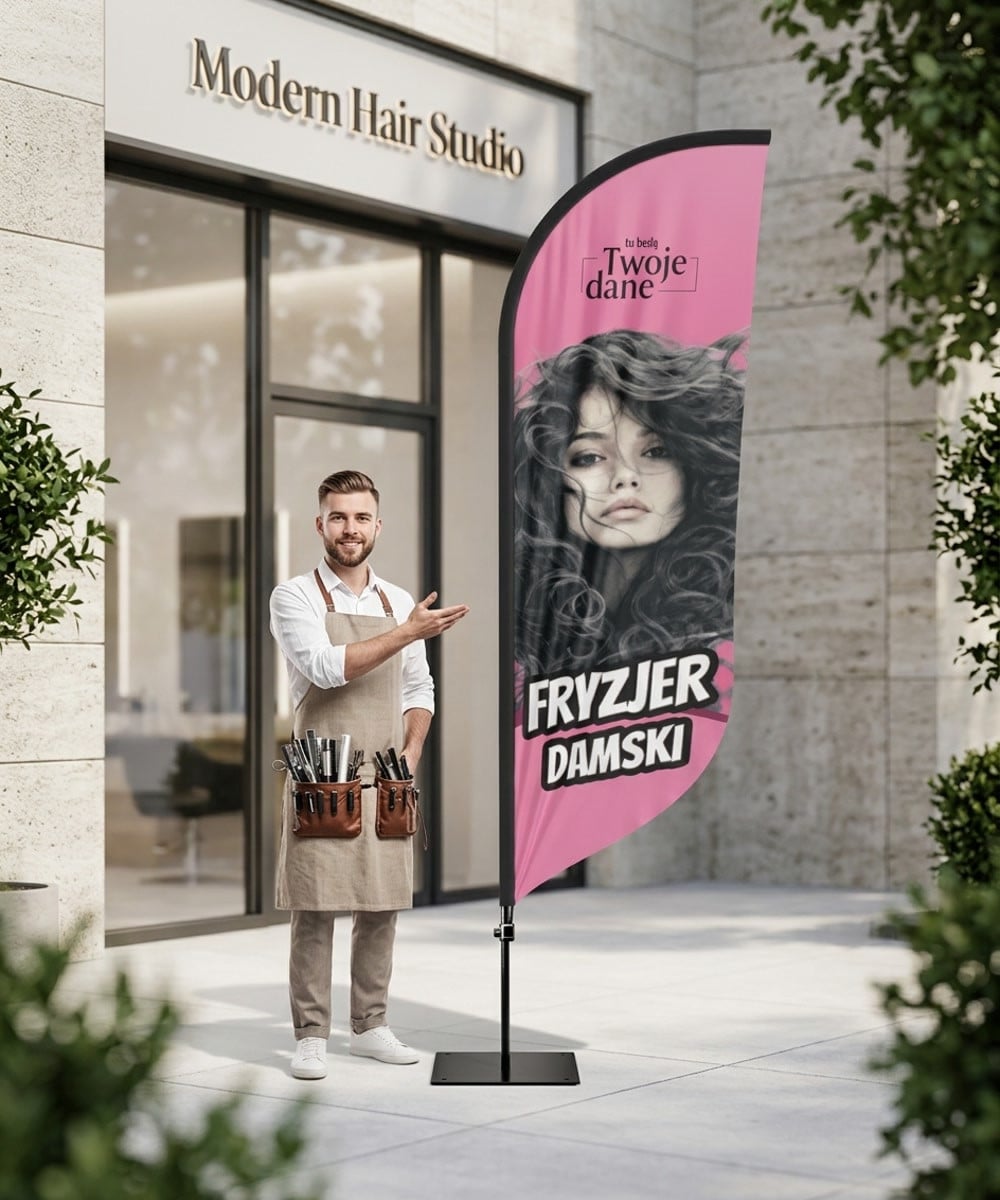 Winder Friseur Stil Nr. 5 - Werbefahne