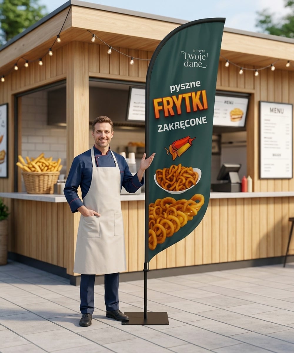 Zakręcone Frytki nr 3 reklama Beachflag Winder Flaga