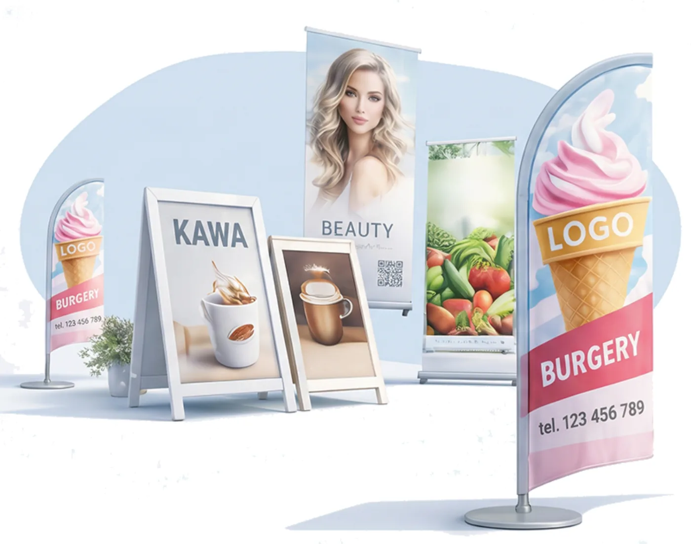 Gotowe reklamy - mockup nośników reklamowych